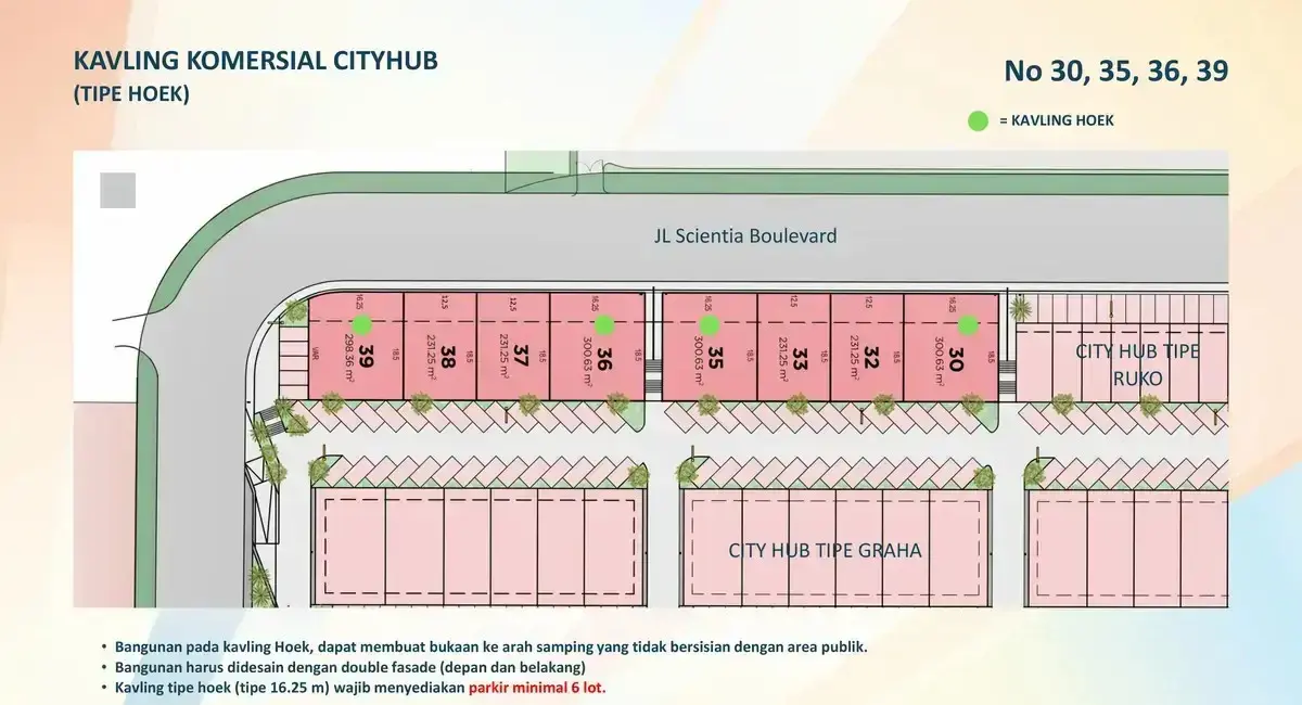 siteplan-kavling-city-hub-commercial-sudut-summarecon-serpong